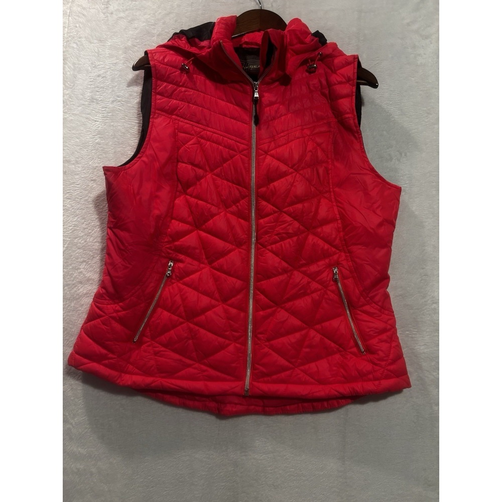 Tek Gear Puffer Vest Women's XL Removable Hood Hot Neon Pink Full Zip